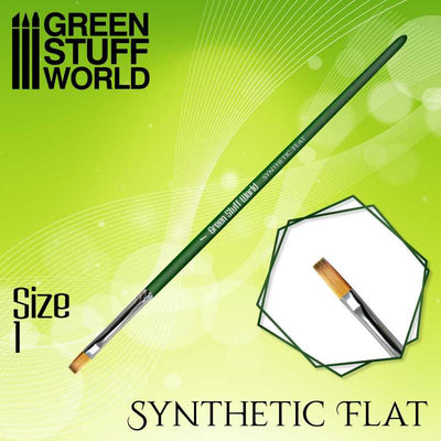 Brush GREEN SERIES Flat Synthetic Brush Size 1 (Green Stuff World)