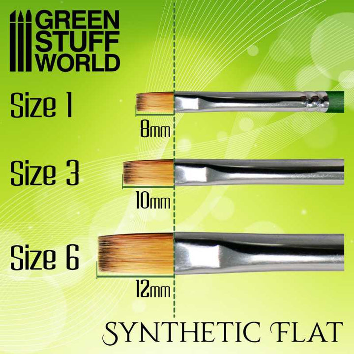 Brush GREEN SERIES Flat Synthetic Brush Size 1 (Green Stuff World)