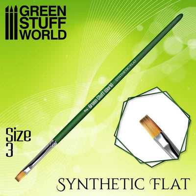 Brush GREEN SERIES Flat Synthetic Brush Size 3 (Green Stuff World)