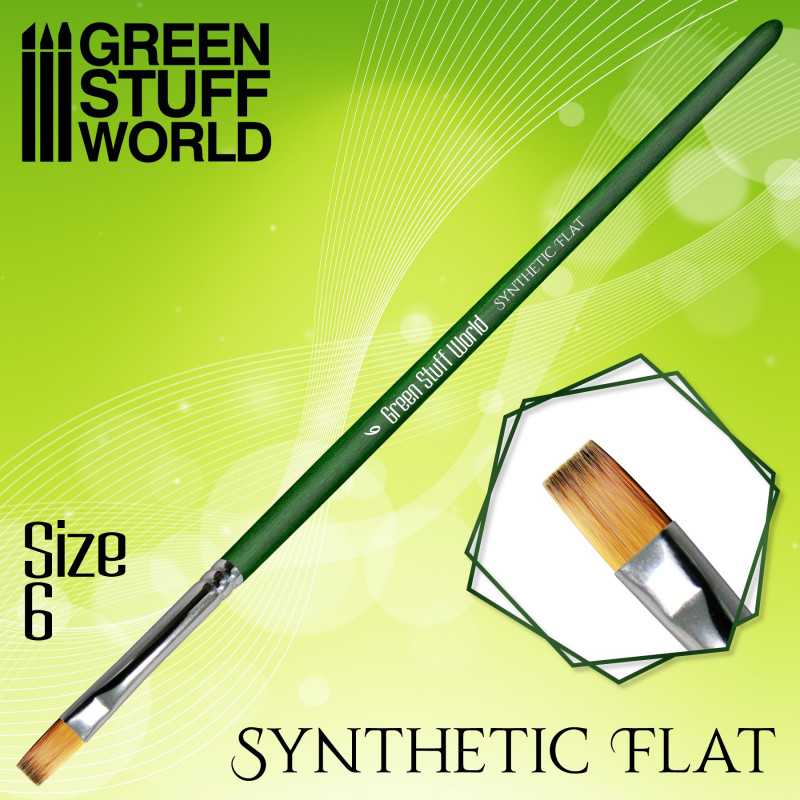 Brush GREEN SERIES Flat Synthetic Brush Size 6 (Green Stuff World)