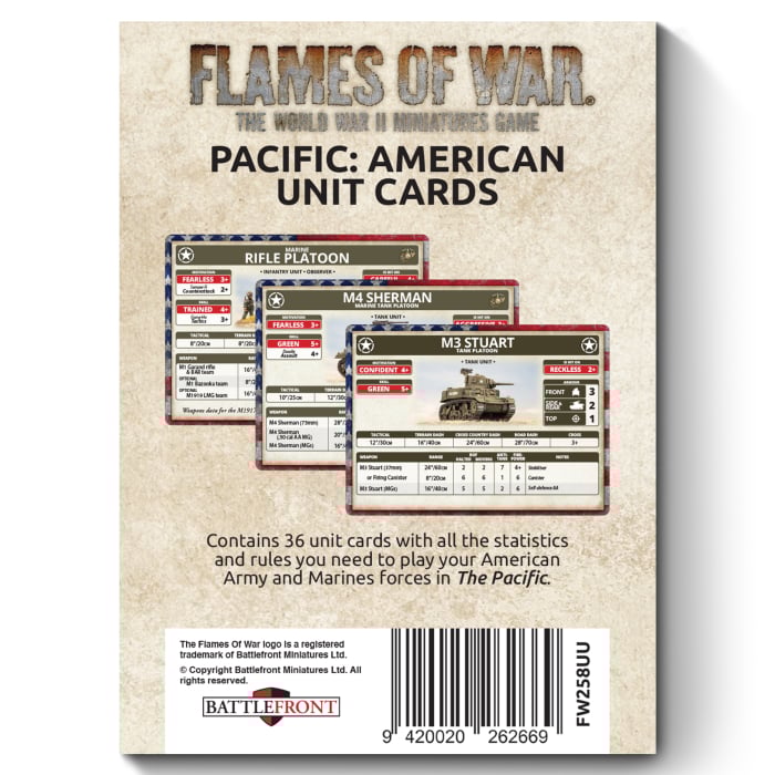 Flames of War: The Pacific - American Unit Cards (FW258UU)