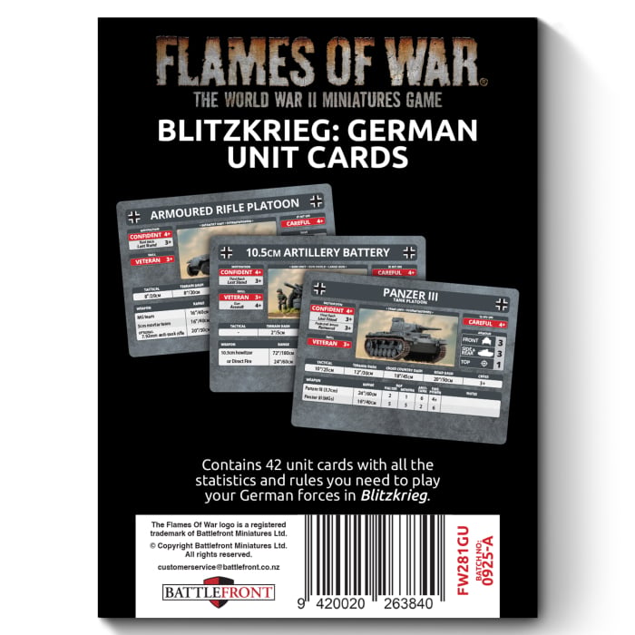 Flames of War: Blitzkrieg German Unit Cards (FW281GU)