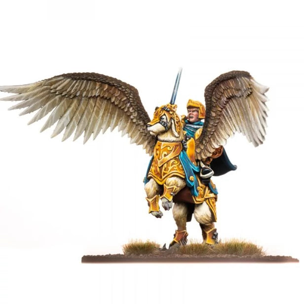 Kings of War: Halfling Muster Captain on Winged Aralez