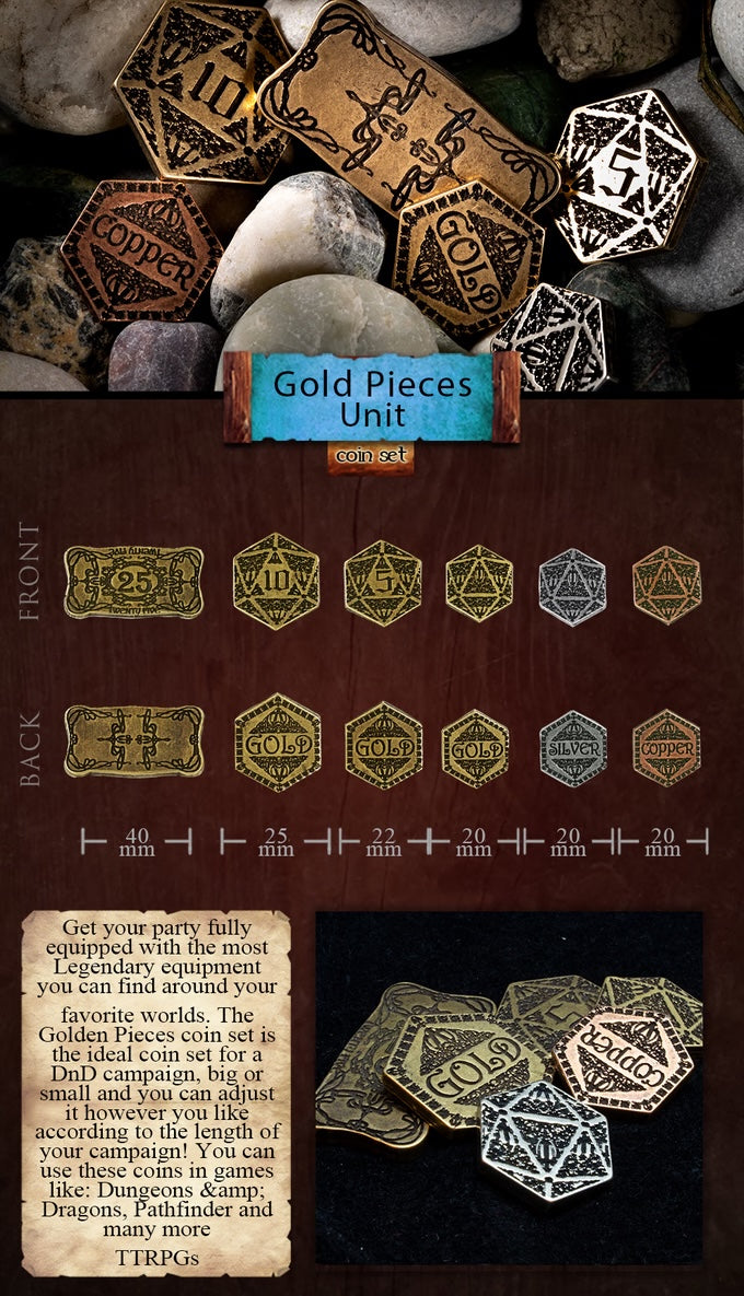 Legendary Metal Coins - Gold Pieces Unit Coin Set (Drawlab)