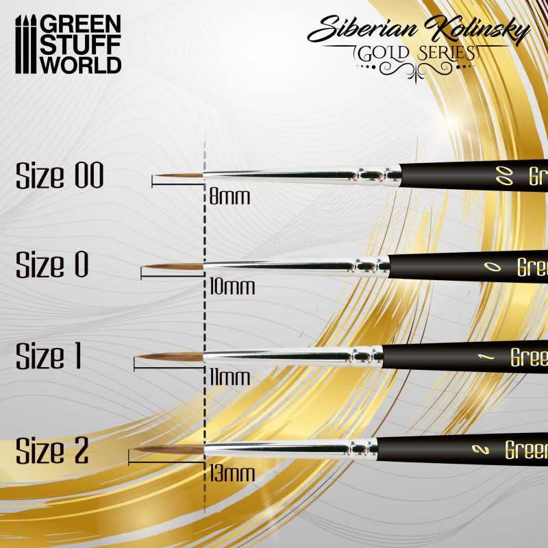 Brush GOLD SERIES Siberian Kolinsky Brush - Size 00 (Green Stuff World)