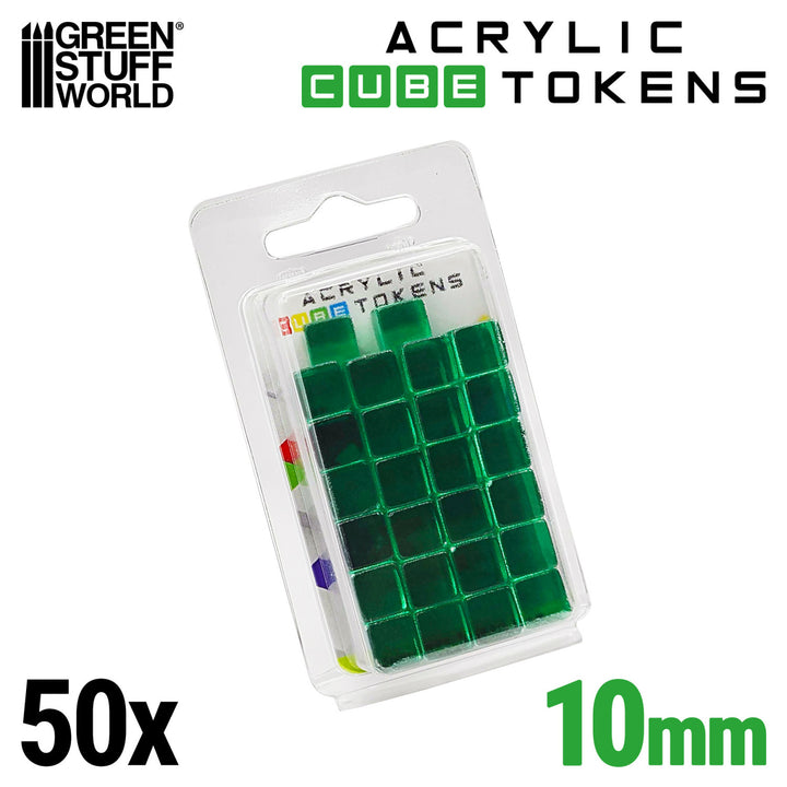 Green Acrylic Cube tokens 10mm (Green Stuff World)