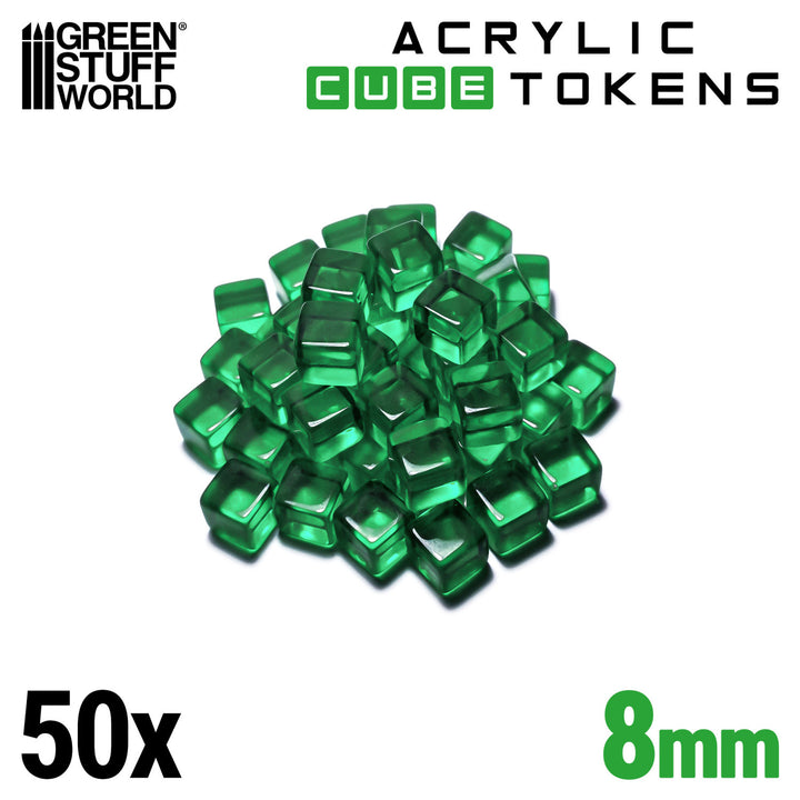 Green Cube tokens 8mm (Green Stuff World)