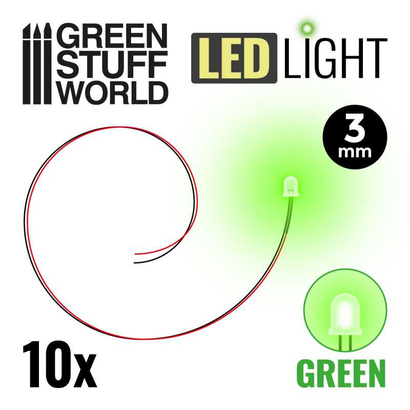 Green LED Lights - 3mm (Green Stuff World)