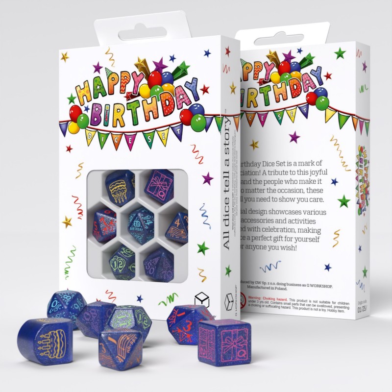 Happy Birthday Dice Set: Streamers (Q-Workshop) (RHPB01)