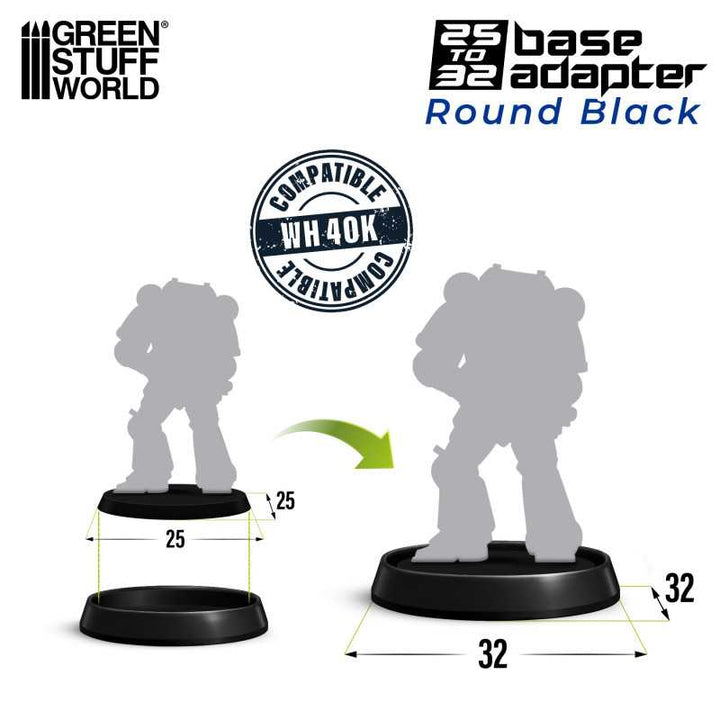 Hollow Plastic Bases - BLACK 32mm (Green Stuff World)