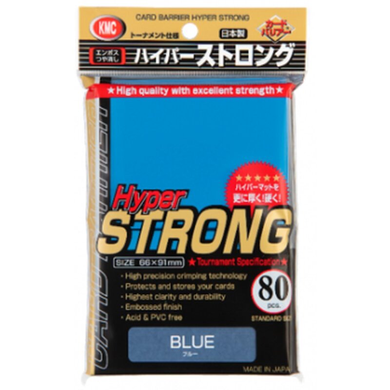 KMC Standard Sleeves - Hyper STRONG Blue (80 Sleeves)