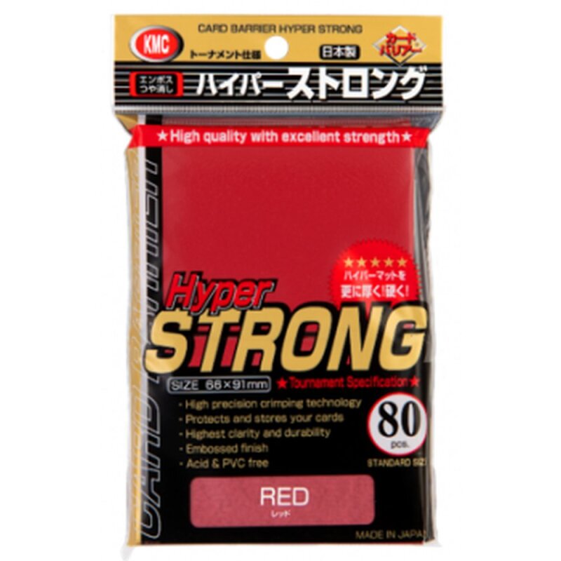 KMC Standard Sleeves - Hyper STRONG Red (80 Sleeves)
