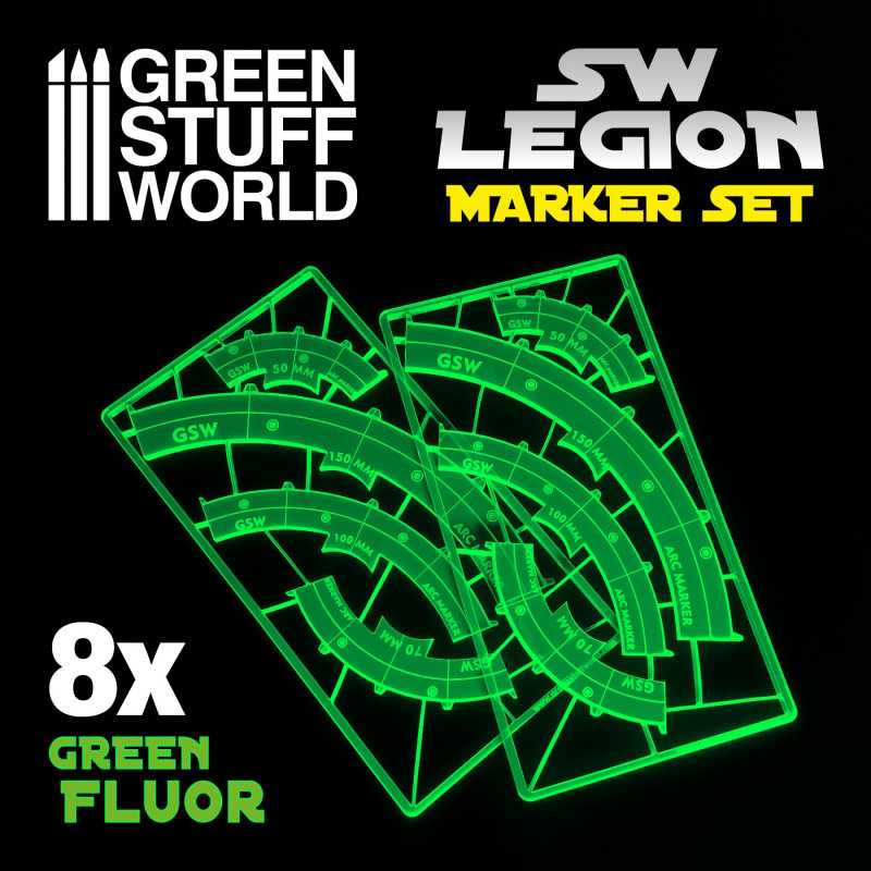 Legion arc-shaped line of fire markers - GREEN FLUOR (Green Stuff World)