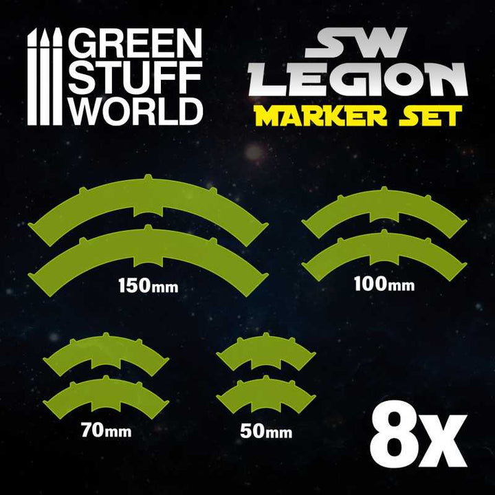 Legion arc-shaped line of fire markers - GREEN FLUOR (Green Stuff World)