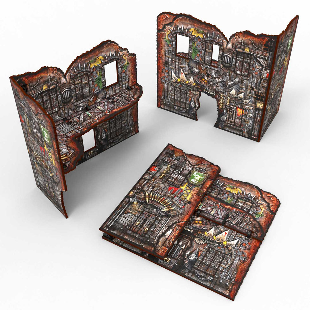 Matched Play Pre-Painted Foldable Large L-shaped Ruin - Orks (Green Stuff World)
