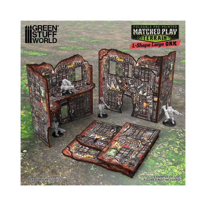 Matched Play Pre-Painted Foldable Large L-shaped Ruin - Orks (Green Stuff World)