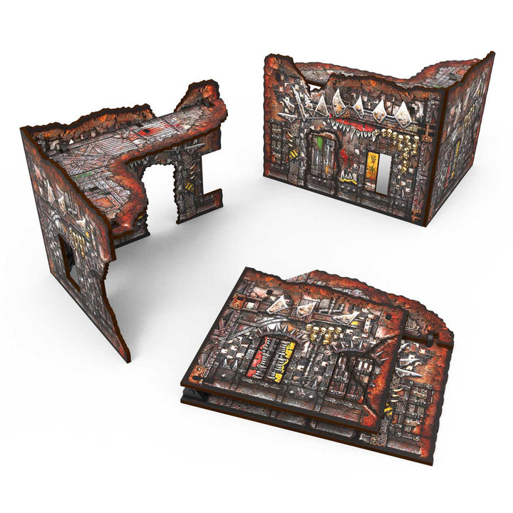 Matched Play Pre-Painted Foldable Small L-shaped Ruin - Orks (Green Stuff World)