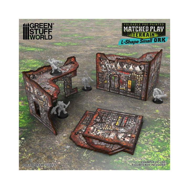 Matched Play Pre-Painted Foldable Small L-shaped Ruin - Orks (Green Stuff World)