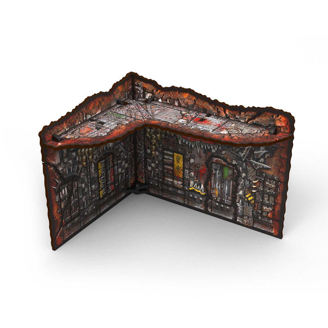 Matched Play Pre-Painted Foldable Small L-shaped Ruin - Orks (Green Stuff World)