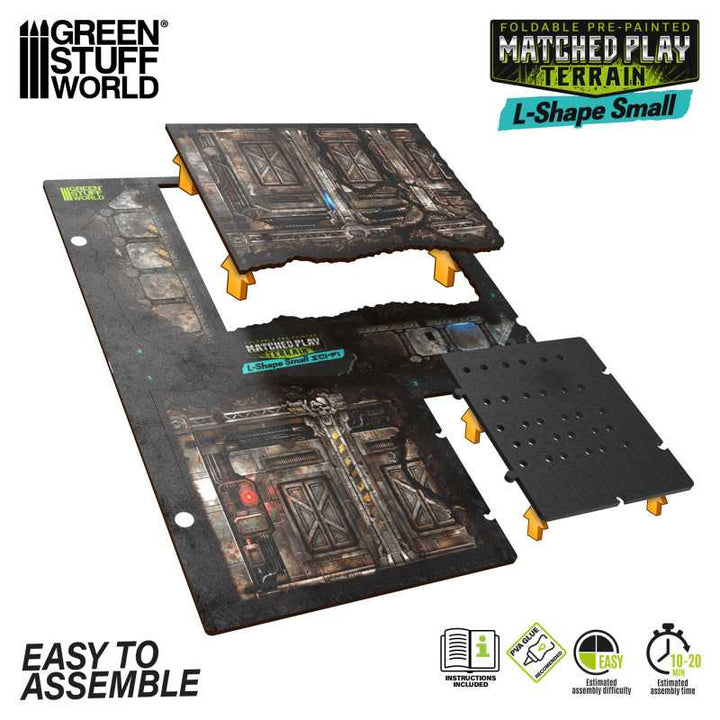 Matched Play Pre-Painted Foldable Small L-shaped Ruin - Sci-fi (Green Stuff World)