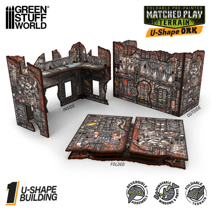 Matched Play Pre-Painted Foldable U-shaped Ruin - Orks (Green Stuff World)