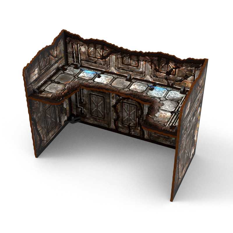 Matched Play Pre-Painted Foldable U-shaped Ruin - Sci-fi (Green Stuff World)