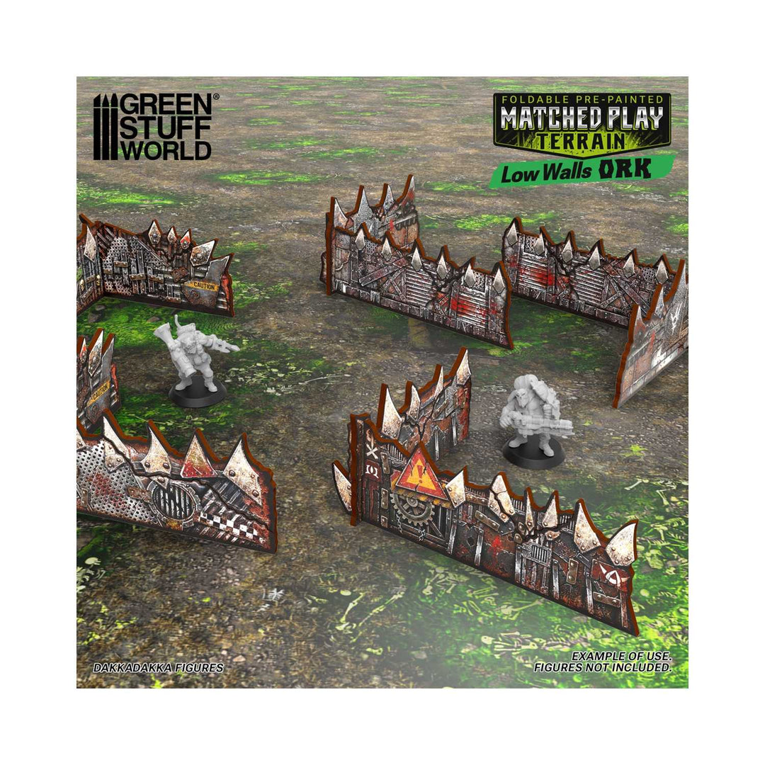 Matched Play Pre-painted Ork Low Walls (Pack x8) (Green Stuff World)