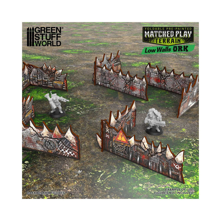 Matched Play Pre-painted Ork Low Walls (Pack x8) (Green Stuff World)