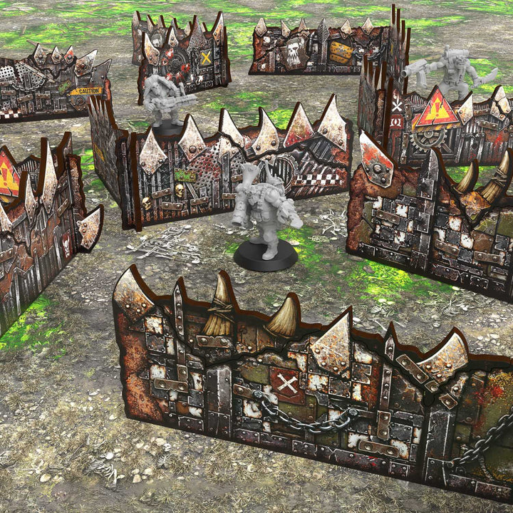Matched Play Pre-painted Ork Low Walls (Pack x8) (Green Stuff World)