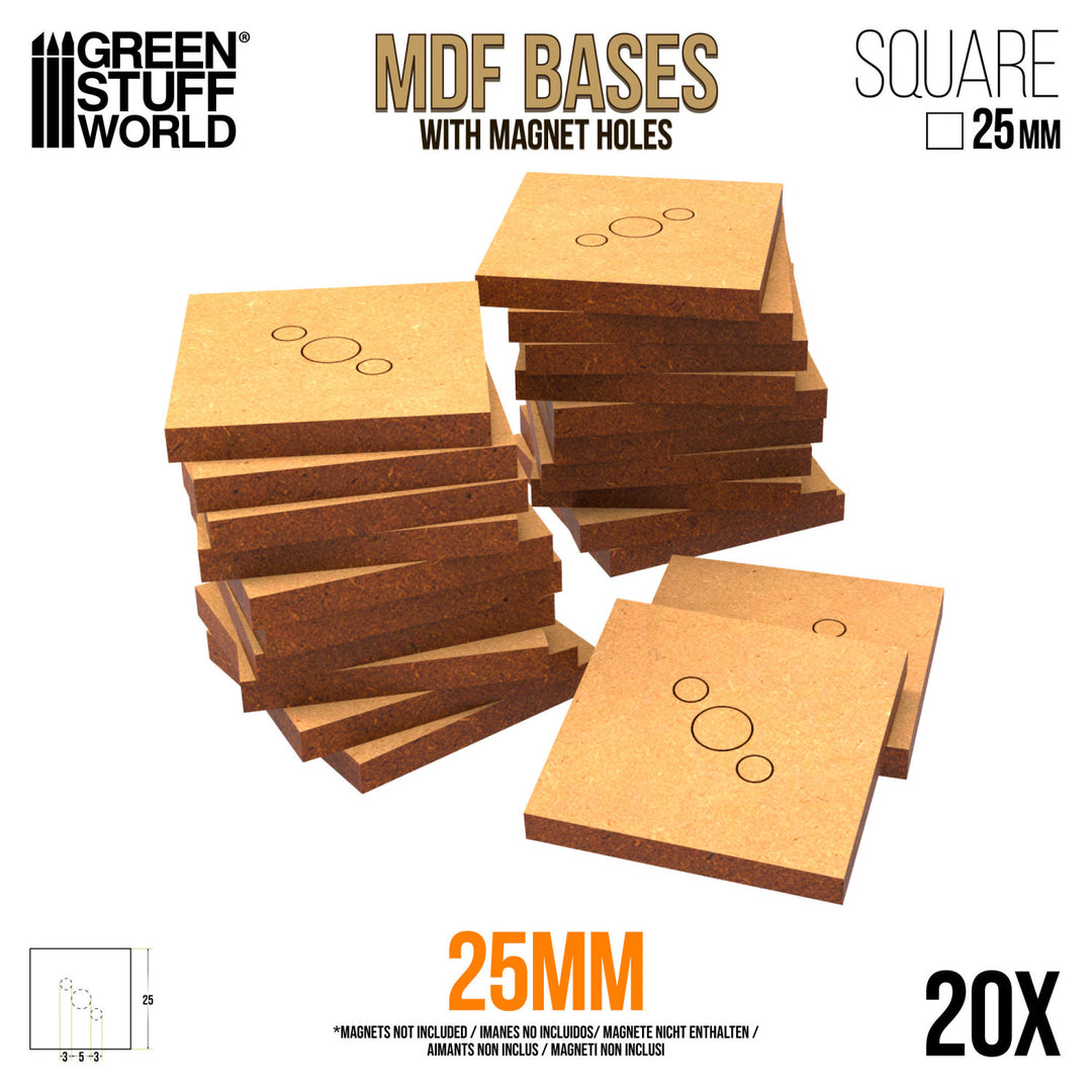 MDF Bases - Square 25mm (Green Stuff World)