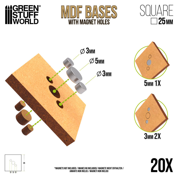 MDF Bases - Square 25mm (Green Stuff World)