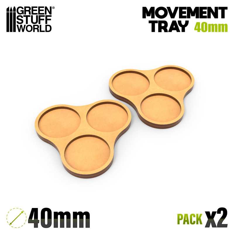 MDF Movement Trays 40mm x3 - Skirmish (Green Stuff World)