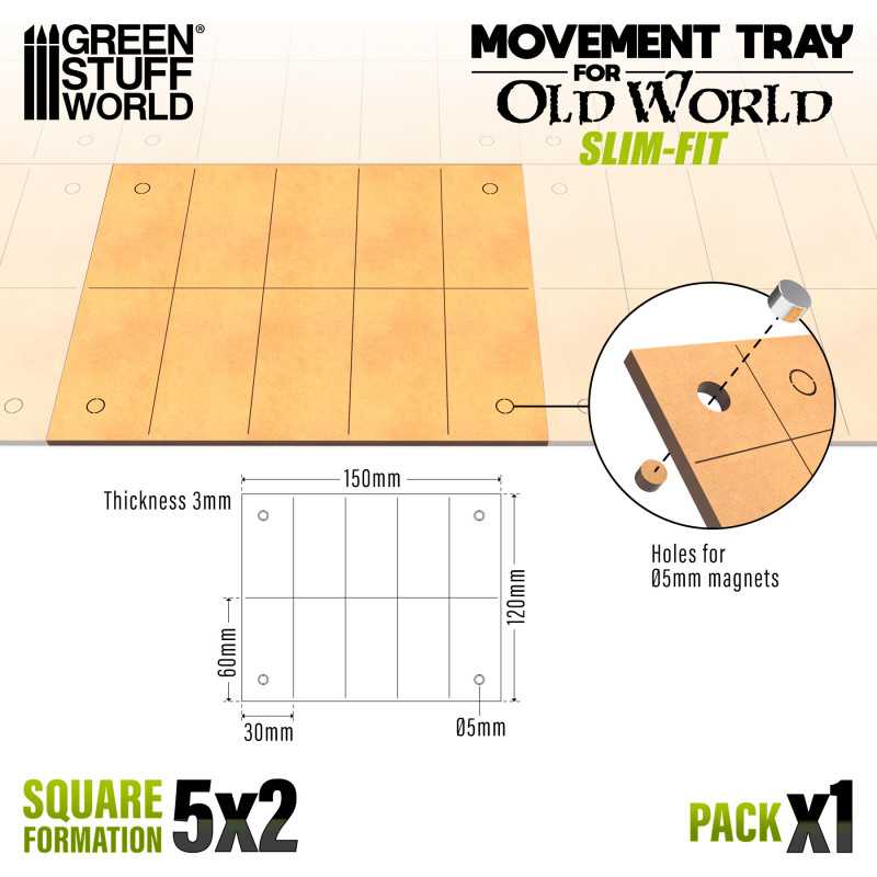 MDF Movement Trays - Slimfit 150x120mm (Green Stuff World)