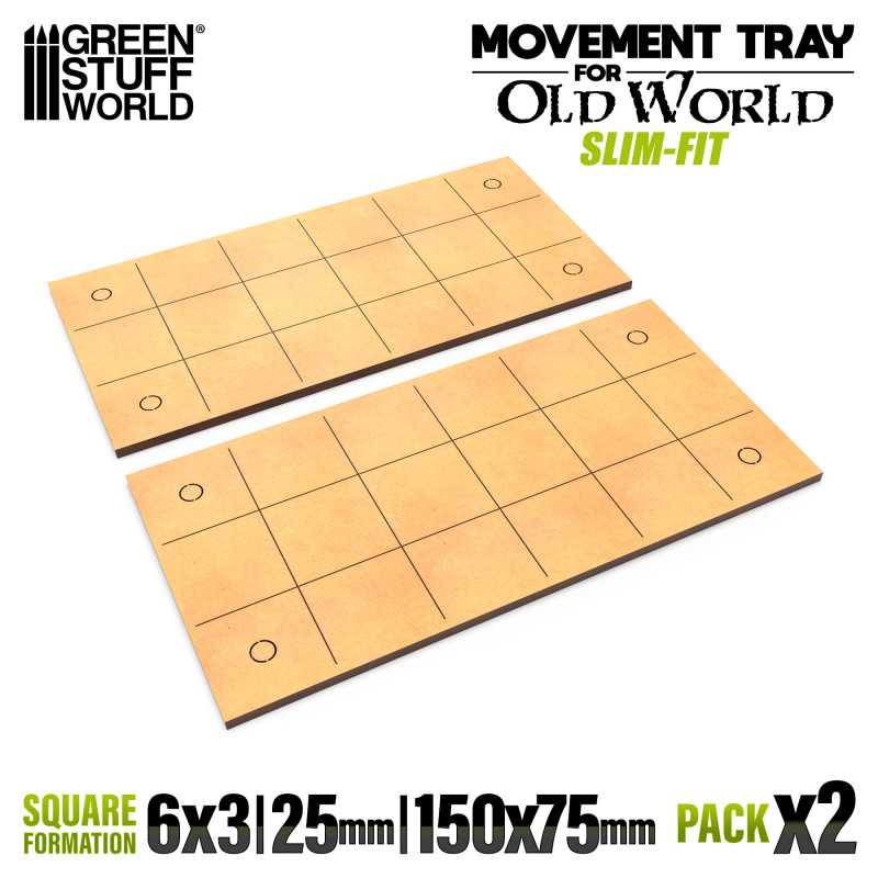 MDF Movement Trays - Slimfit 150x75mm (6x3) (Green Stuff World)