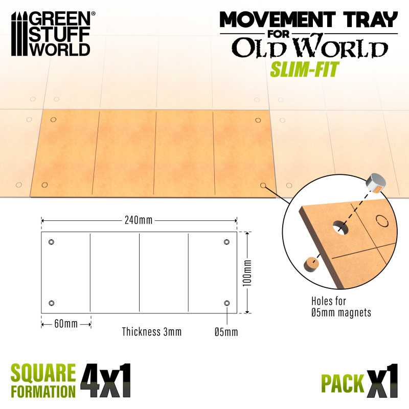 MDF Movement Trays - Slimfit 240x100mm (Green Stuff World)