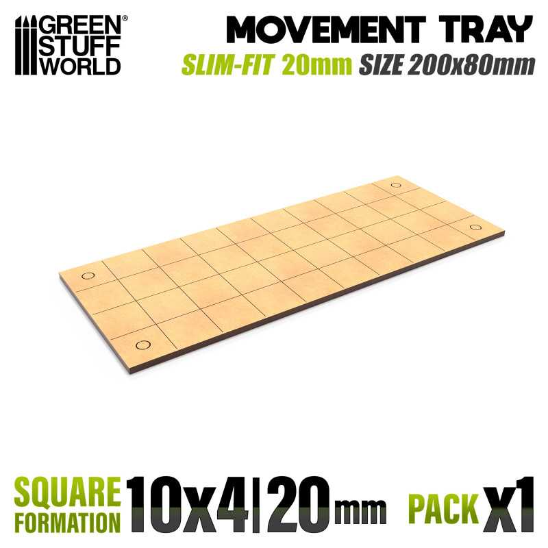 MDF Movement Trays - Slimfit Square 200x80mm (Green Stuff World)
