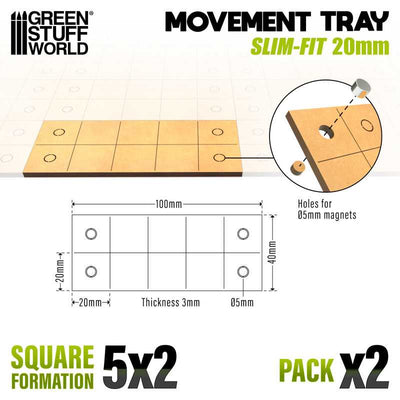 MDF Movement Trays - Slimfit Square 100x40mm (Green Stuff World)