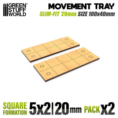 MDF Movement Trays - Slimfit Square 100x40mm (Green Stuff World)