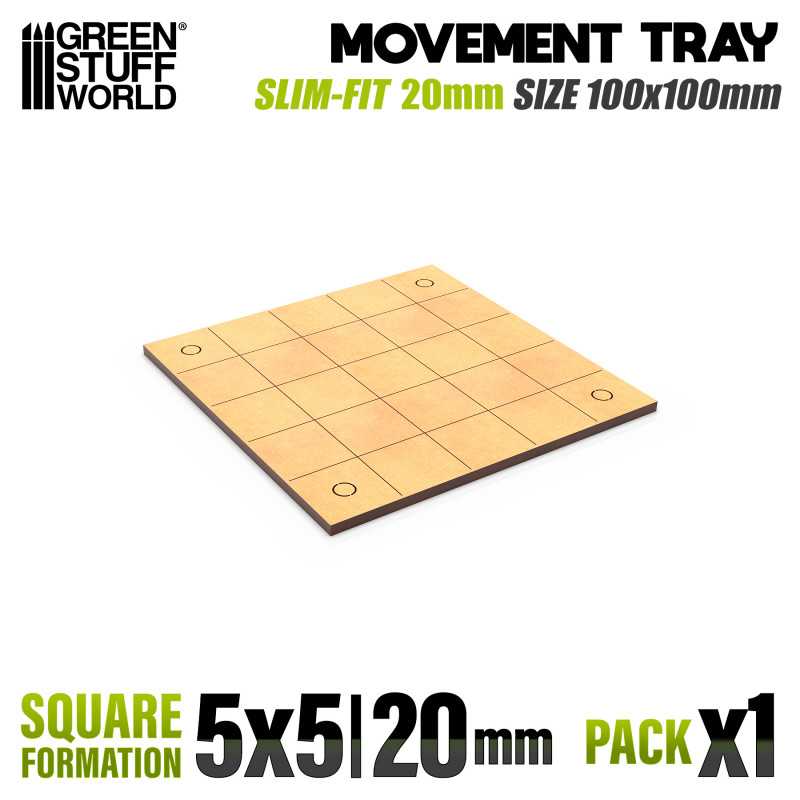 MDF Movement Trays - Slimfit Square 100x100mm (Green Stuff World)