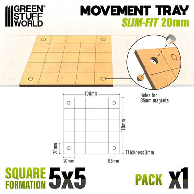 MDF Movement Trays - Slimfit Square 100x100mm (Green Stuff World)