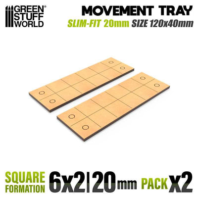 MDF Movement Trays - Slimfit Square 20 mm 120x40mm (Green Stuff World)