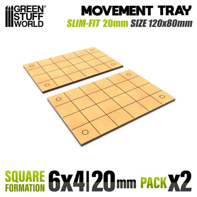 MDF Movement Trays - Slimfit Square 120x80mm (Green Stuff World)