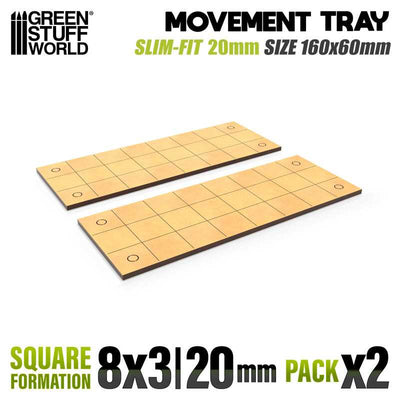 MDF Movement Trays - Slimfit Square 160x60mm (Green Stuff World)