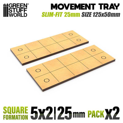 MDF Movement Trays - Slimfit Square 125x50mm (Green Stuff World)
