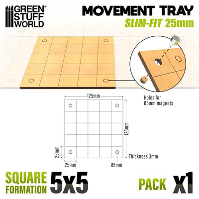MDF Movement Trays - Slimfit Square 125x125mm (Green Stuff World)
