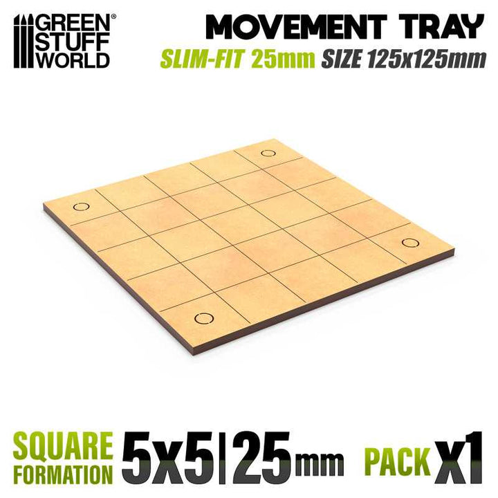 MDF Movement Trays - Slimfit Square 125x125mm (Green Stuff World)