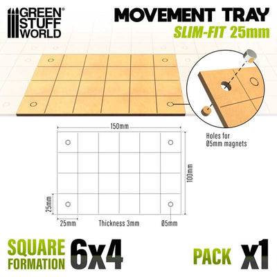 MDF Movement Trays - Slimfit Square 150x100mm (Green Stuff World)