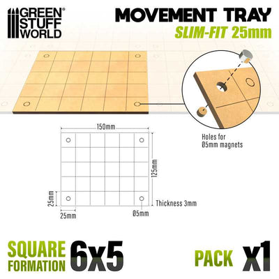 MDF Movement Trays - Slimfit Square 150x125mm (Green Stuff World)