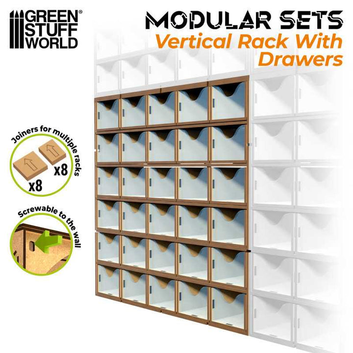 MDF Vertical rack with 30 Drawers (Green Stuff World)