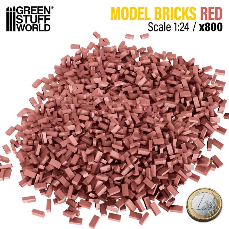 Miniature Bricks - Red x800 1:24 (Green Stuff World)